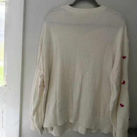 Terra & Sky Cream Crewneck Sweater with Pink Heart Accents - Picture 4 of 4